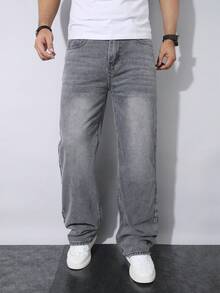 Quần jeans nam dáng tối giản, cạp chun, thích hợp mặc mùa hè và mọi mùa. - Xám - Xem 3