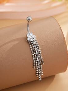 1pc Fashionable Stainless Steel Cubic Zirconia Octagon Navel Piercing Ring, Suitable For Daily Wear - Yellow Gold - View 13