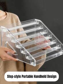 1pc Acrylic Trapezoid Display Rack, 3-Tier Trapezoid Display Shelf, Home Storage Display Rack, Jewelry & Cosmetics Display Rack, Multi-Layer Transparent Organizer Display Rack, Cake Stand, Perfume Rack, School Supplies, Back To School Season