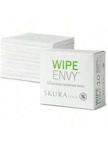 EstiloSkura Estilo WIPE ENVY™ Toallitas de limpieza reutilizables de microfibra sin pelusas, color blanco, 10 unidadesVersión mejorada - 1 - Ver 1