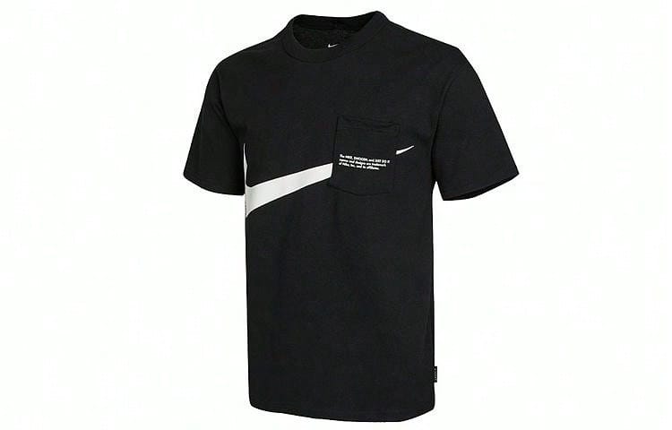 Nike Sportswear Swoosh Pocket Letter Print Crew Neck Short Sleeve T-Shirt - Black - View 1