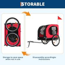 Remolque y Carriola de Bicicleta para Perros Grandes, Transportín para Mascotas con Capacidad de 88 Libras, Llantas de Aire de 16", Diseño Plegable y Enganche Universal para Bicicleta, Carro Segu-ro para Perros Medianos a Extra Grandes - Rojo y negro - Ver 4