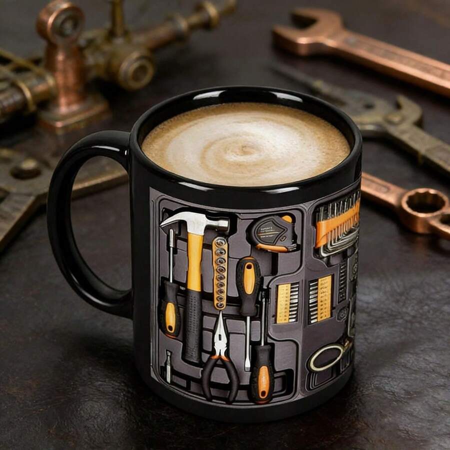 Unique Mechanic Gift Mug | Fun Toolbox Design | 11oz Coffee Mug | Birthday/Holiday/Christmas Gift For Auto Mechanics - Black - View 1