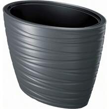 Prosperplast Maceta Ovalada con Almacenamiento 56L Maze de plastico en Color Antracita 585 Largo x 38 5 (Ancho) x 42 3 (Alto) cm - antracita - Ver 1