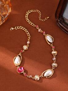 1件女士时尚波西米亚串珠项链，百搭时尚单品，适合派对、送礼、日常佩戴、节日、情人节礼物，附赠天鹅绒袋 - 彩色 - 查看 6