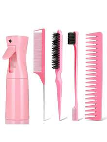 Detangling Hair Styling Kit With Spray Bottle Edge Control Brush Teasing Rat Tail Comb Wide Tooth Comb Hairdressing Tools Salon