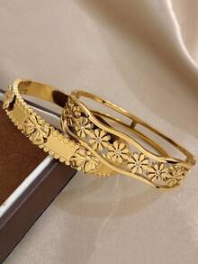 Bộ vòng tay bằng thép không gỉ mạ vàng 18K sang trọng, thanh lịch, họa tiết hoa rỗng và hình học, phù hợp cho nữ, thích hợp làm quà tặng Ngày Valentine, tiệc tùng, dạ hội, đeo hàng ngày, lễ hội, năm mới, đám cưới, đi biển, Giáng sinh, kỷ niệm, quà tặng mẹ, trang sức phong cách Boho, quà sinh nhật, quà tặng phù dâu và nhiều dịp khác. - Nhiều màu - Xem 4