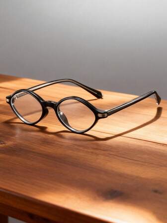 Gafas decorativas sin receta con marco redondo pequeño y asimétrico para mujeres, versátiles para sesiones de fotos, fiestas, oficina, uso diario y escuela