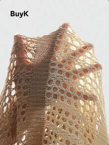 BuyK 【上衣】BM Style镂空针织开衫，短款设计，高端开襟，轻薄透气，春秋季ins风上衣，可搭配高腰黑色修身裤，打造休闲造型 - 卡其色 - 查看 5