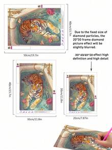 5D DIY Diamond Painting | Animal Diamond Painting Set, Depicting An Elegant Tiger Reclining In A Bathtub. Complete Rhinestone Mosaic Craft Set. High-Definition Diamond Art. Gift-Grade Diamond Painting, Helps Focus Mind And Relieve Stress Through DIY. (Frameless)