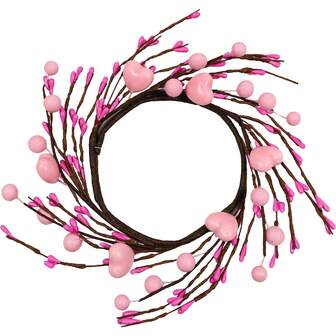 Valentine's Day Wreath Decoration, 10-Inch Faux Pink Wreath With Heart And Berry Embellishments, Suitable For Wedding Anniversaries And Candlelight Dinner Candlestick Decorations.