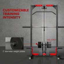SPORTNOW Multi-Function Power Rack, Cable Crossover Machine With Pull Up Bar, Lat Pull Down System, Squat Rack, Barbell Bar, Landmine, Plate Storage Posts, For Home Gym Workout - Black - View 4