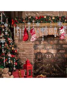 EstiloJishi - Juego De 21 Adornos De Navidad De Vidrio Para DecoracióN De áRbol De Navidad, Cristales Colgantes De AcríLico Copo De Nieve Con Colgantes Colgantes Colgantes Para El PaíS De Las Maravillas DelVersióN Mejorada - 1 - Ver 5