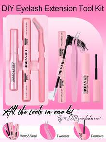 Eyelash Extension Kit - Includes Glue, Makeup Remover Oil, And Tweezers. This Eyelash Glue Has Features Of Sweat-Proof, Gentle, Fast-Drying, And Non-Irritating. This Multi-Functional Set Is Convenient To Carry, Beginner-Friendly, And Gentle To Use. A Complete Set Of False Eyelash Tools. - Multicolor - View 18