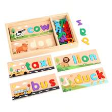 Children's Wooden Letter Puzzle Toys, Educational Early Learning English Alphabet Building Blocks, Cognitive Learning Gift Set