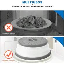 Juego de 2 Piezas Tapa Microondas Plegable Cubierta Para Microondas Tapa de Microondas Con Agarre Cubierta Plegable Para Microondass Negro y gris - Negroygris - Ver 4