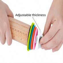 Adjustable Thickness Roller Pin With Measurement Scale, Non-Stick Wooden Rolling Pin For Dough, Baking And Pastry Making - Multicolor - View 5