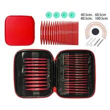 This Aluminum Detachable Round Weaving Tool Set Is Smooth And Non-Snagging, Suitable For Knitting Socks, Scarves, And Sweaters. It Comes With A Red Portable Bag For Easy Storage. - Red - View 4