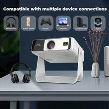 DONGYING 1080p原生分辨率，4K超高清投影仪，安卓智能系统，WiFi 6，自动对焦+梯形校正，家庭影院投影仪，便携式投影仪，可旋转云台，180度旋转，支持智能手机、电脑、平板电脑无线投影，适用于办公演示，新年礼物 - 白色 - 查看 11