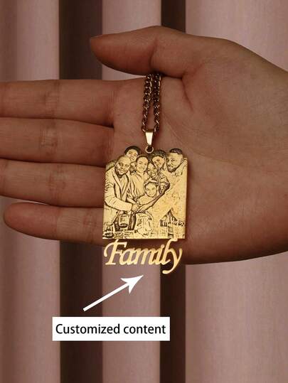 Customized Personal Photo/Name Necklace, Vintage Creative Elegant Classic Multi-Functional Daily Wear Jewelry, Unisex Simple Casual Fashion Gothic Punk Custom, Gift, Suitable For Her, Boyfriend, Girlfriend, Dad, Mom, Family, Pet, Son, Daughter, Grandma, Anniversary, Valentine's Day, Mother's Day,'s Day, Graduation, Wedding, Daily Wear, Party, Dance.