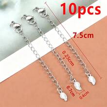 10pcs Stainless Steel Extension Chain Engraved Lobster Clasp Set, Suitable For DIY Jewelry Making Bracelets, Necklaces, Anklets, Chain Extender - Extended Chain With Lobster Clasp - View 16