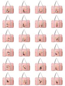 Foldable Travel Bags Unisex Clothes Storage Bag Portable Women Handbags Men Large Capacity Luggage Bags Multifunctional Travel Accessories 26 Letters Printing Gym Organizer - Pink - View 8