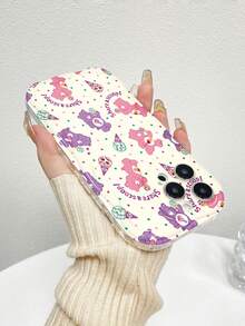 Ositos Cariñositos compartiendo bolas de helado con fondo estampado. Esta elegante funda es compatible con los modelos  17, 16, 15, 14 Pro Max, 13, 12, 11, XR y XS Plus. Fabricada en silicona TPU, ofrece protección contra golpes y caídas, además de una sensación superior. Es un regalo ideal para familiares, amigos y seres queridos, y una opción perfecta para Año Nuevo. - transparente - Ver 6
