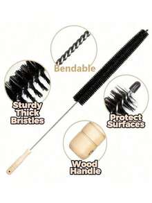1pc Washing Machine & Dryer Vent Cleaning Brush, With Long Flexible Rod And Spiral Bristles - Removes Dust, Detergent Residue, Prevents Clogging, Maintains Equipment Efficiency, Washing Machine Cleaning Tool, Lint Collector Cleaner, Ergonomic Handle Design - Black - View 4