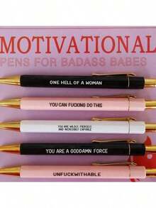 Canetas Esferográficas com Slogans Divertidos - Ponta de 1,0 mm, Tinta Preta, Citações Motivacionais Vibrantes, Presente de Escritório Único para Colegas, Conjunto de Canetas de Uso Diário Personalizadas com Slogans Humorísticos, Presente de Volta às Aulas, Dia dos Namorados - Multicolorido - Visão 6