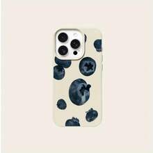 Funda de Teléfono con Impresión de Arte Única: Funda de Teléfono con Textura de Cuero y Patrón Minimalista de Arándano, Compatible con iPhone 17/16/15/14/13/12/11/XS/XR/X/7/8 Plus/Pro/Max/ - Diseño Creativo de Moda, Unisex, Regalo Perfecto para Amigos, Familia, Novio o Novia, Muestra tu Estilo - 1 pieza - Ver 1