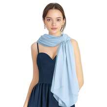 P Pothuiny Women Chiffon Sheer Shawl Wraps For Evening Dresses, 79inchx24inch Lightweight Soft Chiffon Scarfs Wedding Party Bridal,79inchx24inch,Ba ByBlue - Ba byBlue - 查看 4