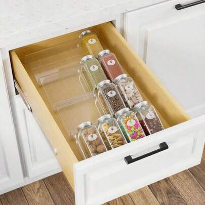 1/2 Adet Genişletilebilir Akrilik Baharat Çekmecesi Düzenleyici Kutu - Özelleştirilebilir Boyut - Mutfak Çekmeceleri, Baharat Rafları, Dolaplar, Kiler Düzenlemek İçin