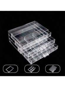1pc Multi-Layer Acrylic Transparent Fashion Practical Multi-Functional Nail Art Rhinestone Nail Decoration Storage Box, Suitable For Rings, Earrings, Necklaces, Bracelets And Other Jewelry - Multicolor - View 2