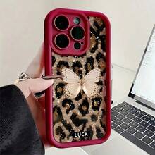 Phone case: Butterfly Patchwork Leopard Print Case for  11,11pro,11promax,12,12MINI,12pro,12promax,13,13MINI,13pro,13promax,14,14PLIUS,14pro,14promax,15,15PLUS,15PRO,15PROMAX,16,16E,16PLUS,16PRO,16PROMAX,X,XS,XR,XSMAX - Burdeos - Ver 3