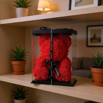 Artificial Flower Gift Teddy BearCute Bear Flower Arrangement For Home Decor Living Room Table Centerpiece Wedding Bouquet Gift For HerValentine's Day Gifts, Party Favors, Mother's Day Gifts, New Year Gifts