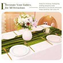 Velvet Table Runner 20 X 120 Inches 10ft Luxurious Thick Soft Velvet Christmas Than1ks 1giving Wedding Reception Table Runner For Party Reception Decorations(Olive Green, 1 Pack) - Olivgrön - Visa 6