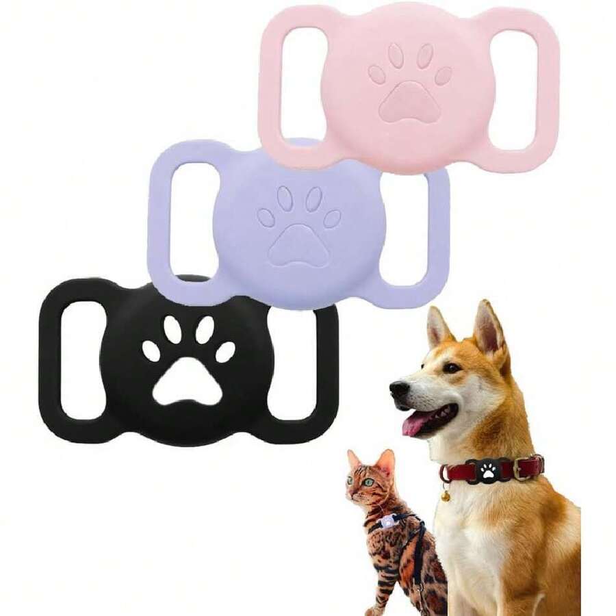 3 Piezas Soporte Impermeable para Collar de Perro,Funda de Silicona antipérdida para Collares de Perros y Gatos,Accesorios de Seguimiento GPS,Soporte para Airtag(Negro1+Rosa1+Morado1),37272287 - Multicolor - Ver 1