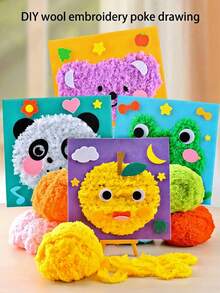4pcs Kids DIY Sewing Kit, Cartoon Animal Line Sewing Patterns, Simple DIY Project, Animals, Fruits, Learn Sewing Toys, Birthday Gift, Suitable For Boys And Girls - Multicolor - View 2