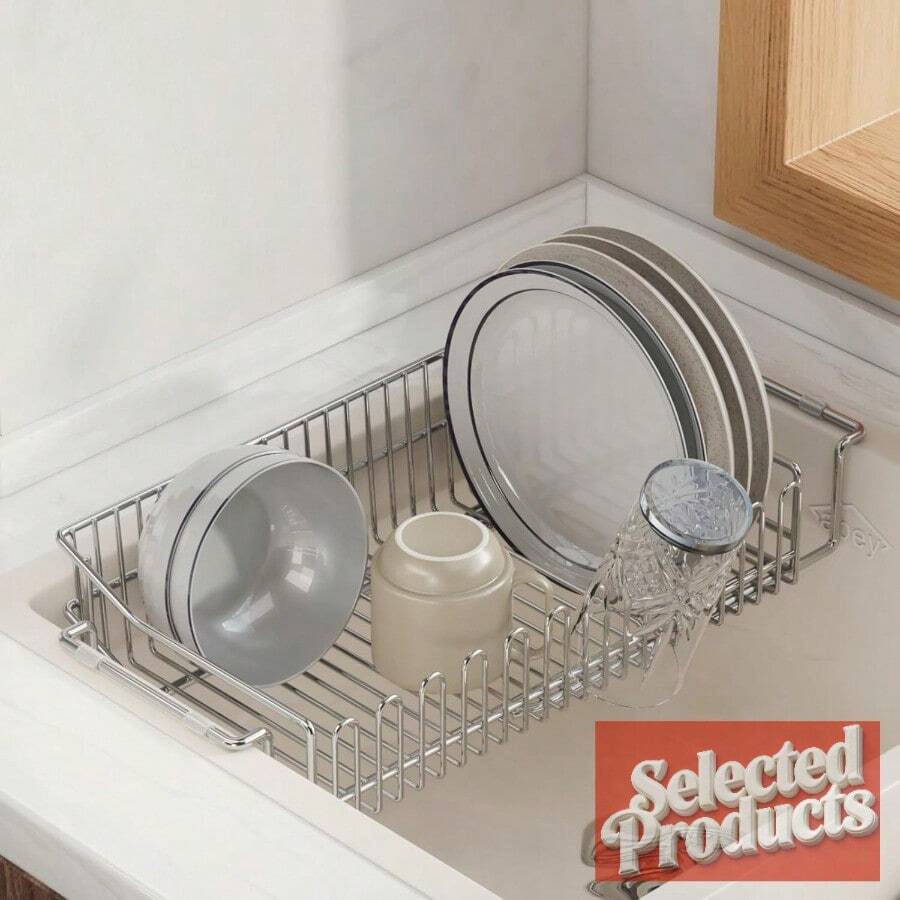 Escurridor de Trastes 304 Acero Inoxidable Escalable Organizador de Platos sobre Fregadero Escurridor de Cubiertos Impermeable y Antioxidante Aecador de Trastes Cocina & cocina | cocina accesorios | escurridor de trastes