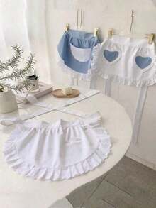 1PC Cute Princess Style Apron, Kitchen And Home Cleaning Protective Apron, Cooking Apron, Daily Half Body Apron Suitable For Kitchen And Bedroom, New Year's Gift, Valentine's Day Gift - 彩色 - 查看 8