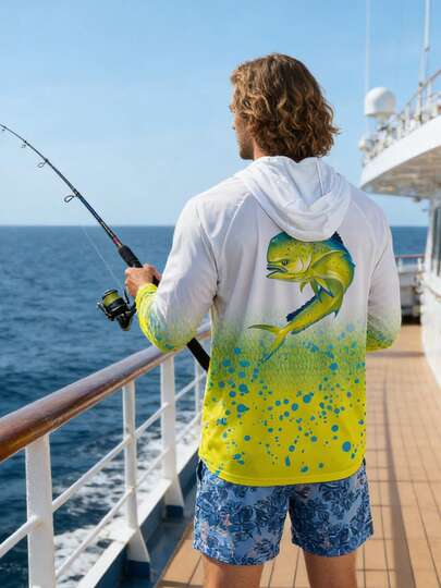 Fishing Hoodie Sailing Shirt Surfing Face Cover Neck Summer Men Long Sleeve Hunting Jersey Camisa De Pesca Performance Fish Gear Beach Tops Wear Climbing Uniform Angling