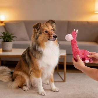 Pink Giraffe Plush Dog Toy With Squeaker – Squeaky Dog Toy Made Of Soft Corduroy, Interactive Dog Toy For Small Medium Large Dogs, Cute Giraffe Shape Stuffed Dog Toy For Indoor Play, Gentle Chewing And Comfort, Durable Chew Dog Toy Designed To Make Noise And Keep Dogs Engaged, Ideal Plush Dog Toy For Puppies, Adult And Senior Dogs, Perfect For Fetch, Training, Boredom Relief, Emotional Comfort And Daily Bonding Time At Home