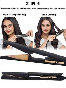PinkSings Spiral Hair Straightener Flat Iron Curling Iron 2 In 1, Hair Straightener And Curler 2 In 1, Twist Flat Irons With Digital LCD Display Adjustable Temp For All Hair Types - EU C Type Plug(220-240V) - View 5
