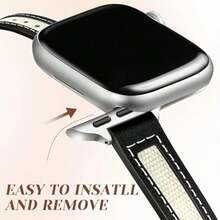 Band, Minimalist & Fashionable Canvas Strap, Compatible With Apple Watch Series 1/2/3/4/5/6/7/8/9/10/SE/Ultra, Metal Buckle Quick Release Design, Fits 38mm 40mm 41mm 42mm 44mm 45mm 49mm, Business Casual Lightweight - Black and White - View 4