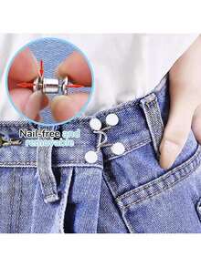 EstiloTendenciaWalquicks Juego De 4 Botones De Cintura Sin Tachuelas Para Pantalones Vaqueros Desmontables RetráCtil Vaqueros BotóN Instant Buttons Tensor De Cintura De Pantalones, Extensor De BotóN(Negro)Calidad PremiumVersióN Mejorada - cobre - Ver 11