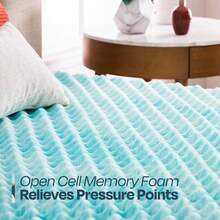 Linenspa - Colchoneta de Memory Foam con Gel en Remolino - Sobrecolchón de Ondas Refrescante de 5 cm - Topper para Colchón - Sensación Suave y Acolchada - Alivia Puntos de Presión - Inidividual - Azul - Ver 7