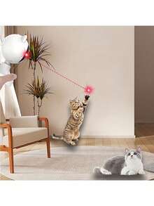 自动LED激光猫玩具，猫形，红色激光指示器，互动猫玩具，适合宠物 - USB充电 - 彩色 - 查看 9