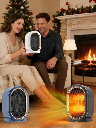 1pc Portable Electric Heater, Low Power Consumption Heater, Room Heater, PTC Fast Heating Electric Warmer, Small Space Heater For Office, Dorm, Bedroom, With Overheat Protection And Tip-Over Switch, Portable Space Heater, Christmas Gifts, Gifts For Men/Women