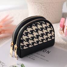 Women's High-End Clutch Coin Purse Mini Key Bag Fabric Pouch Small Wallet - 棕色 - 查看 9