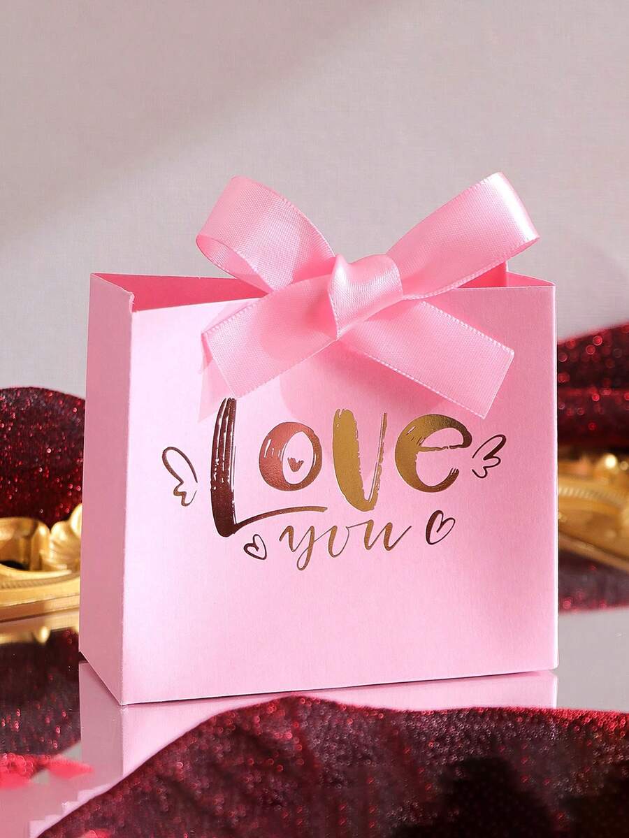 1/5/10pcs Set Heart Wing Foil Ribbon Gift Boxes, Valentine's Day Gift Bags, High Quality Paper, Suitable For Wedding Candy, Valentine's Chocolate, Preserved Flowers, Jewelry, Small Gifts, Party Favors, Romantic Holidays, Valentine's Day, Mother's Day And Other Occasions, Universal Gift Packaging - Multicolor - View 1